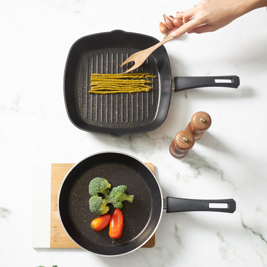 Karaca Biogranit Blackgold Frying Pan and Grill Pan Set