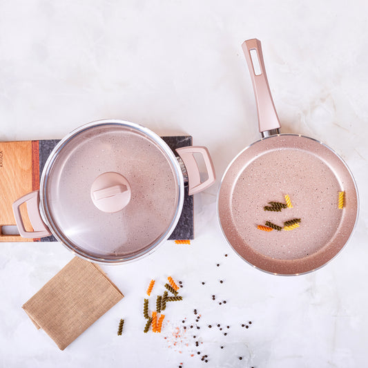 Karaca Biogranite Rosegold 3 Piece Pan Set