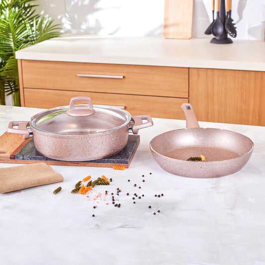 Karaca Biogranite Rosegold 3 Piece Pan Set