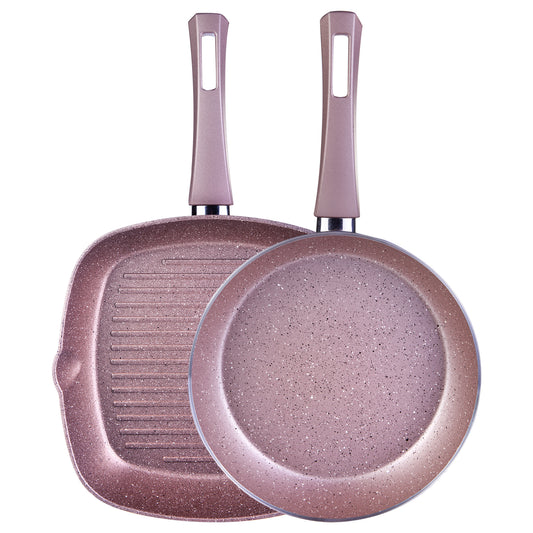 Karaca Biogranite Rosegold Frying Pan and Grill Set