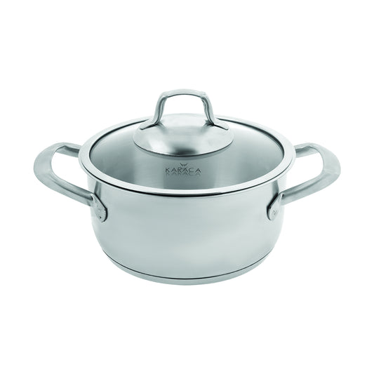 Karaca Bianca 304 Stainless Steel Stockpot with Lid, 24cm, Silver