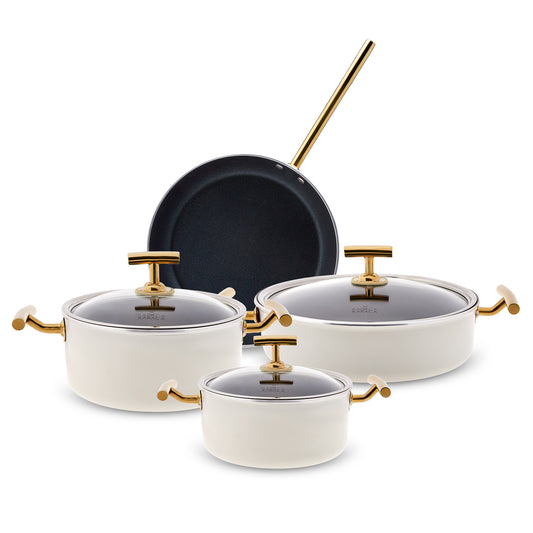 Karaca BioDiamond Cookware Set, 4 Piece, Cream Gold