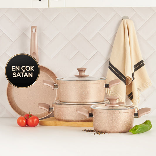 Karaca Biogranit Antik Rose 7 Pieces Cookware Set