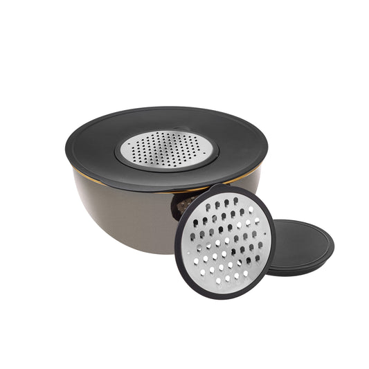 Karaca Troy Beater Set with Grater, Black Gold Grey