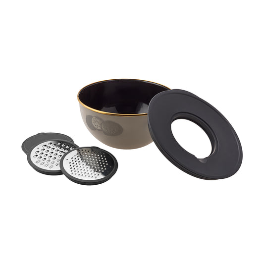 Karaca Troy Beater Set with Grater, Black Gold Grey