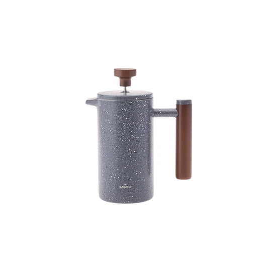 Karaca Double Wall Marble French Press with Chestnut Handle, 350ml, Dark Grey