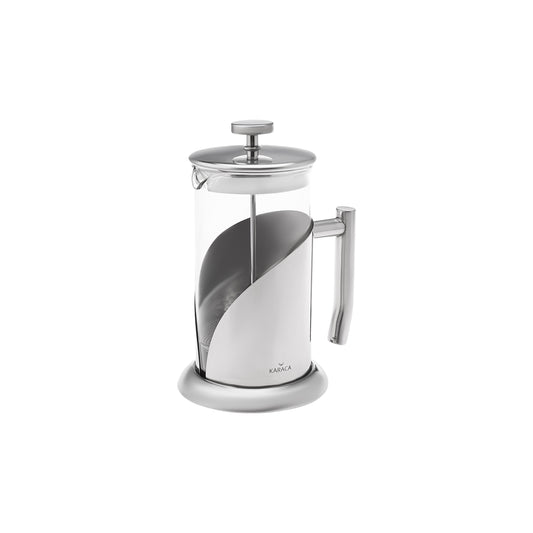 Karaca Borosilicate Glass Stainless Steel French Press, 1000ml, Silver Transparent