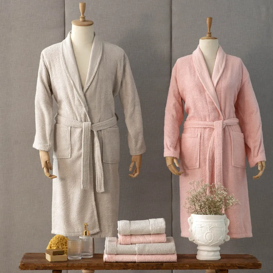 Casita Flos, 6 Piece Family Bathrobe Set, Stone Powder