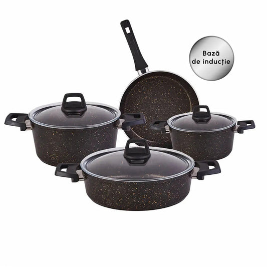 Biogranite, 7 Piece Cookware Set, Induction, Blackgold