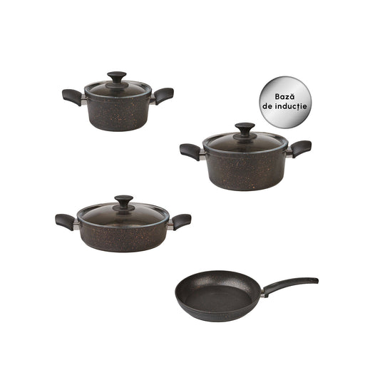 Biogranite, 7 Piece Cookware Set, Induction, Blackgold