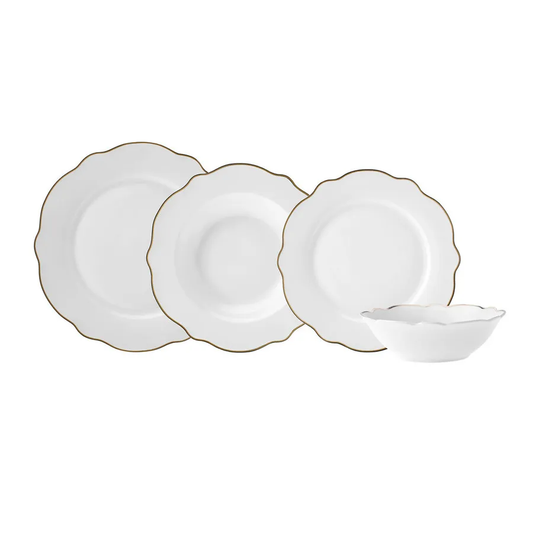 Daisy Gold, 24 Piece New Generation Bone Dinner Set for 6 People