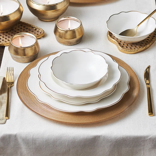 Daisy Gold, 24 Piece New Generation Bone Dinner Set for 6 People