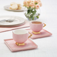 Art Deco, 4 Piece Porcelain Espresso Turkish Coffee Cup Set for 2 People, 80ML, Pink Gold