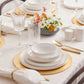 Streamline New Saturn, 59 Piece New Generation Bone Dinner Set for 12 People, White Gold