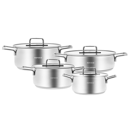 Arya, 8 Piece Stainless Steel Cookware Set, Induction, Silver