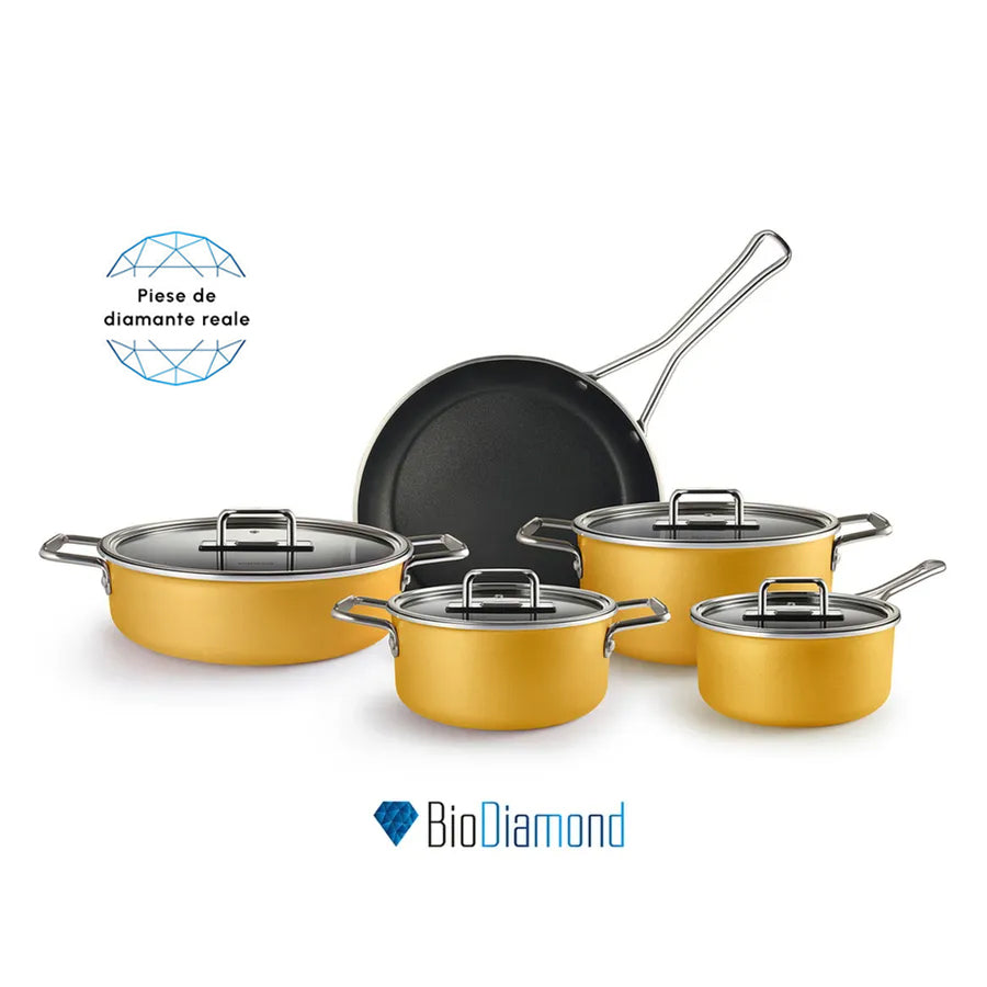 Mastermaid BioDiamond, 9 Piece Cookware Set, Yellow