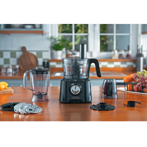 Mastermaid Power Max, 11 in 1 Food Processor, Shiny Black, 2500W