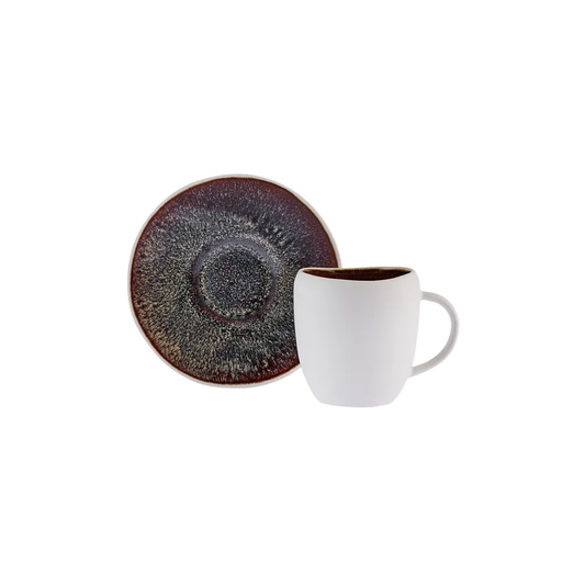 Galactic Reactive Glaze, 8 Piese, Set cești de Cafea Turcească pentru 4 persoane, 100ML, Alb