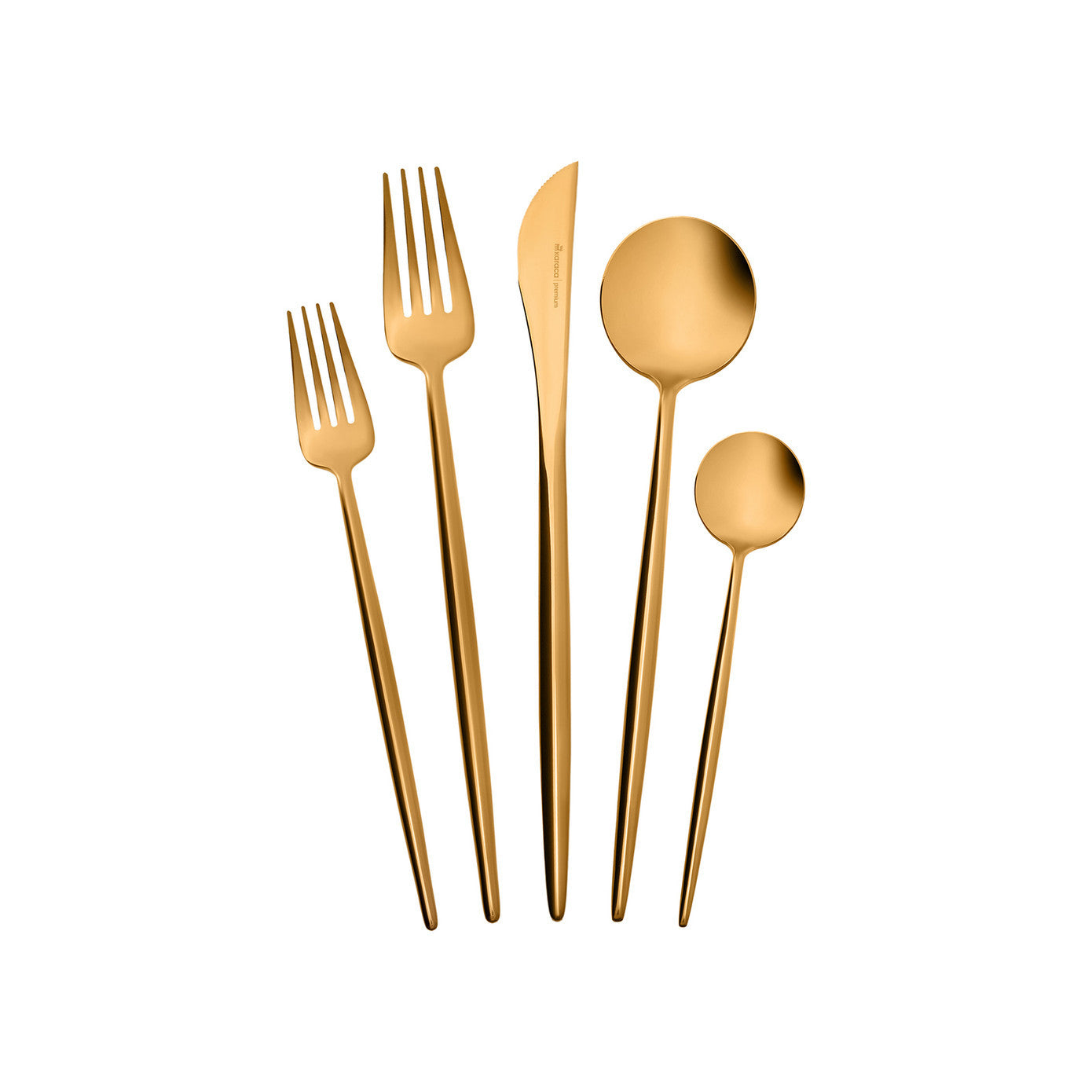 Jupiter, 60 Piece Stainless Steel Cutlery Set for 12 People, Matte Gold