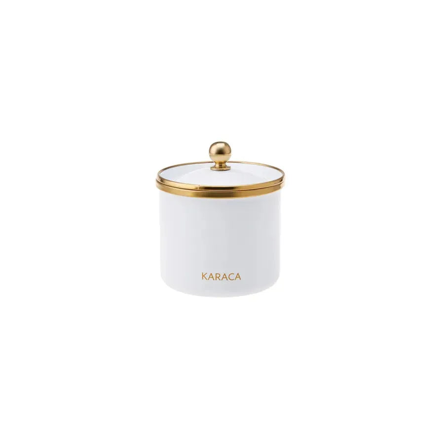 Karaca Troy Storage Jar, Small, White Gold