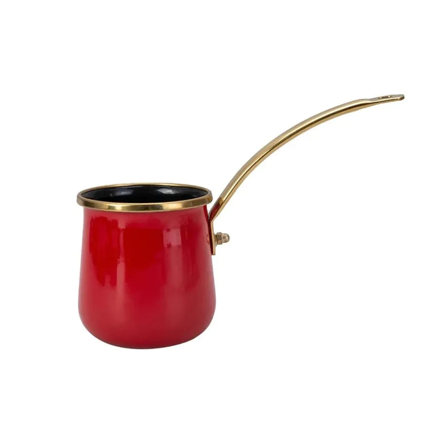 Karaca Troy Enamel Turkish Coffee Pot, 350ml, Red Gold