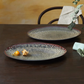 Galactic Reactive Glaze, 2 Piece Serving Platter Set, Large, Black Multi