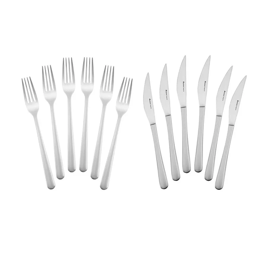 Pulse, 12 Piece Stainless Steel Cutlery Steak Set for 6 People, Silver