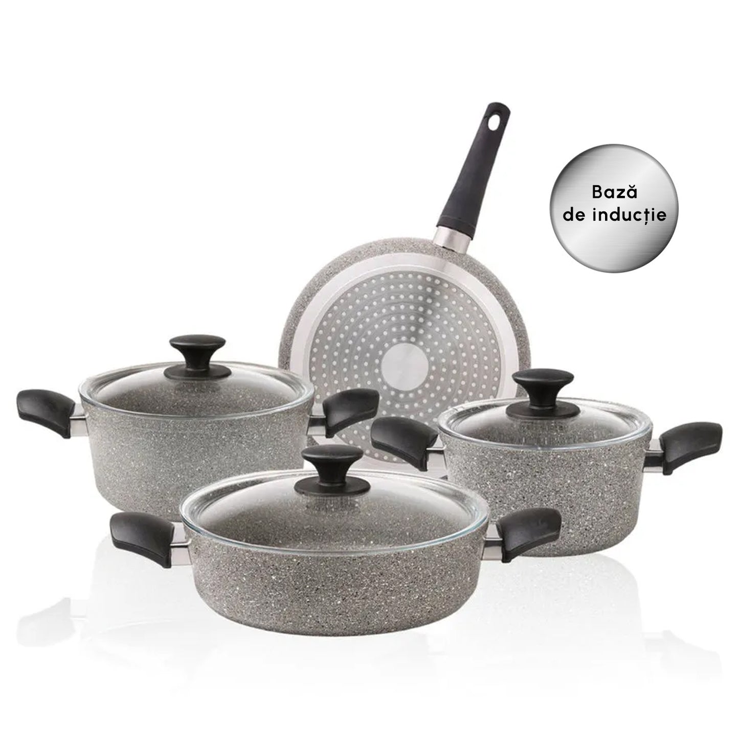 Biogranite, 7 Piece Non-Stick Cookware Set,  Induction, Grey