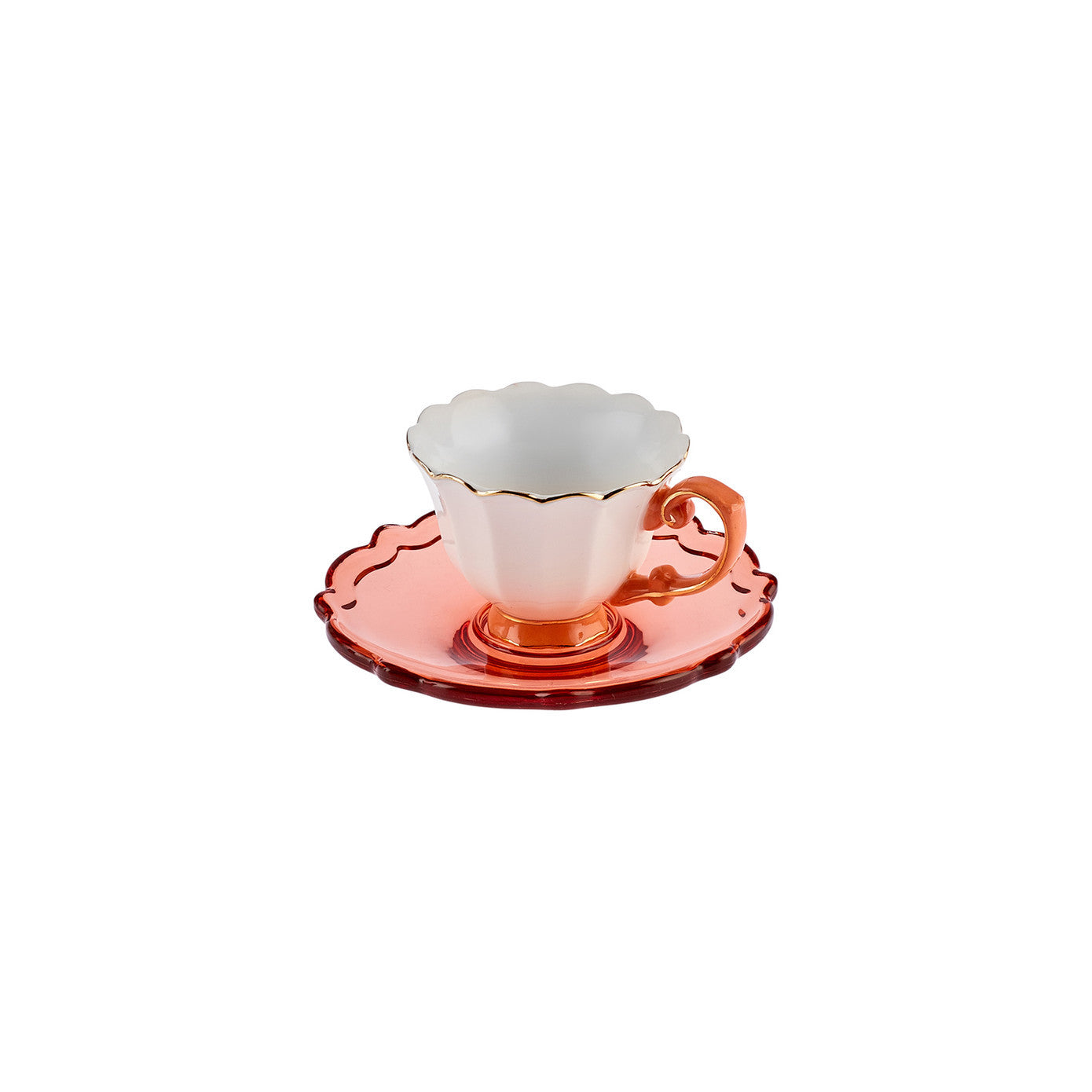 Samo, 4 Piese, Set cești de Cafea Turcească pentru 2 persoane, 90ML, Portocaliu