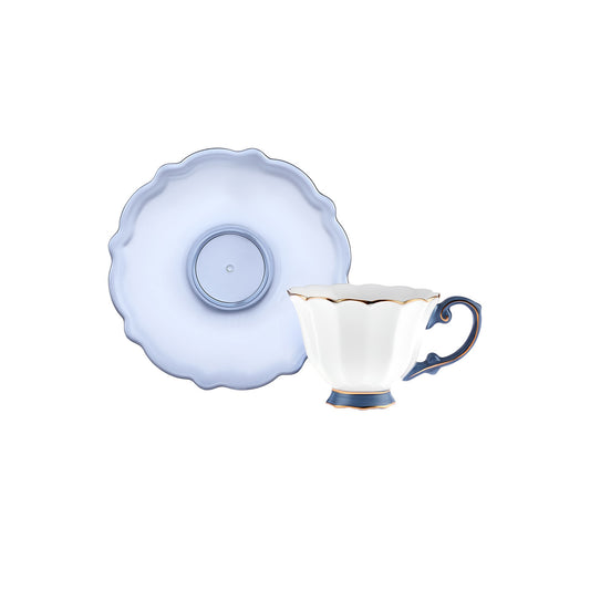 Karaca Samo Set cești pentru cafea bleumarin cu farfurii acrilice pentru 2 persoane 90 ml