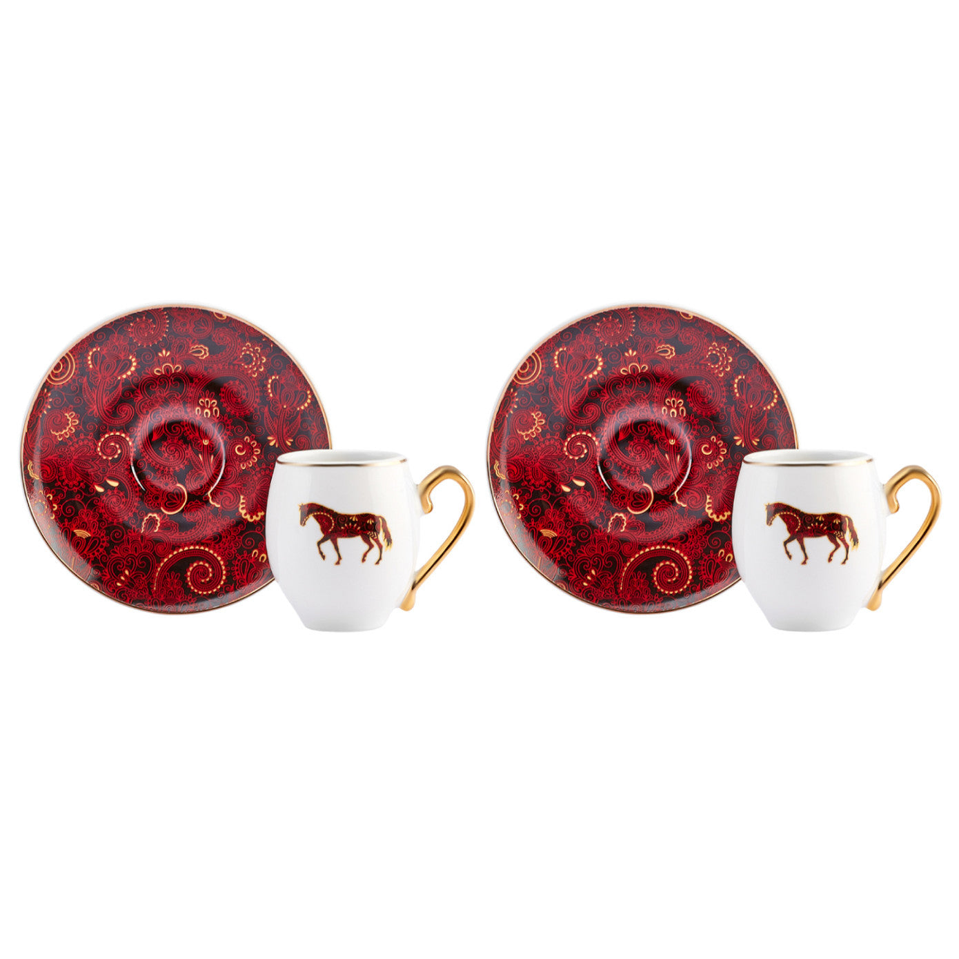 Askar, 4 Piese, Set cești de Cafea Turcească pentru 2 persoane, 85ML, Multi