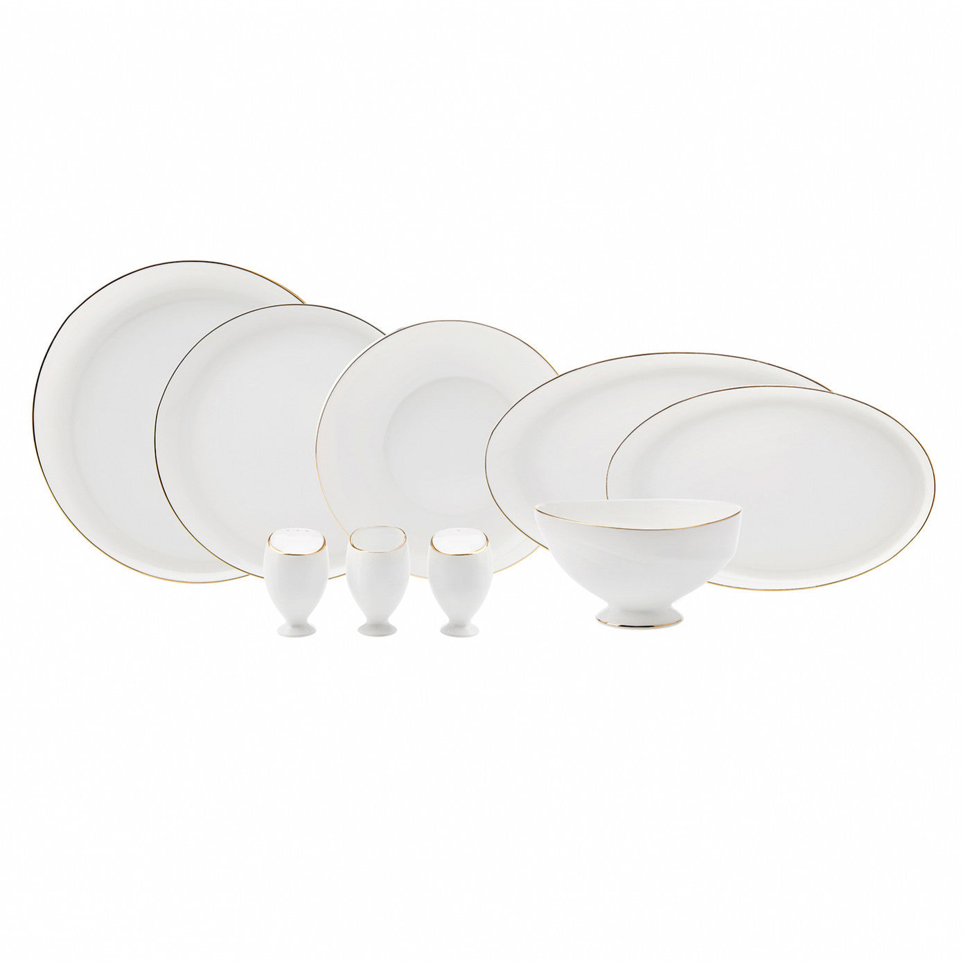 Fine Pearl Extra Wilderness, 62 Piece Dinner Set for 12 People, White Gold