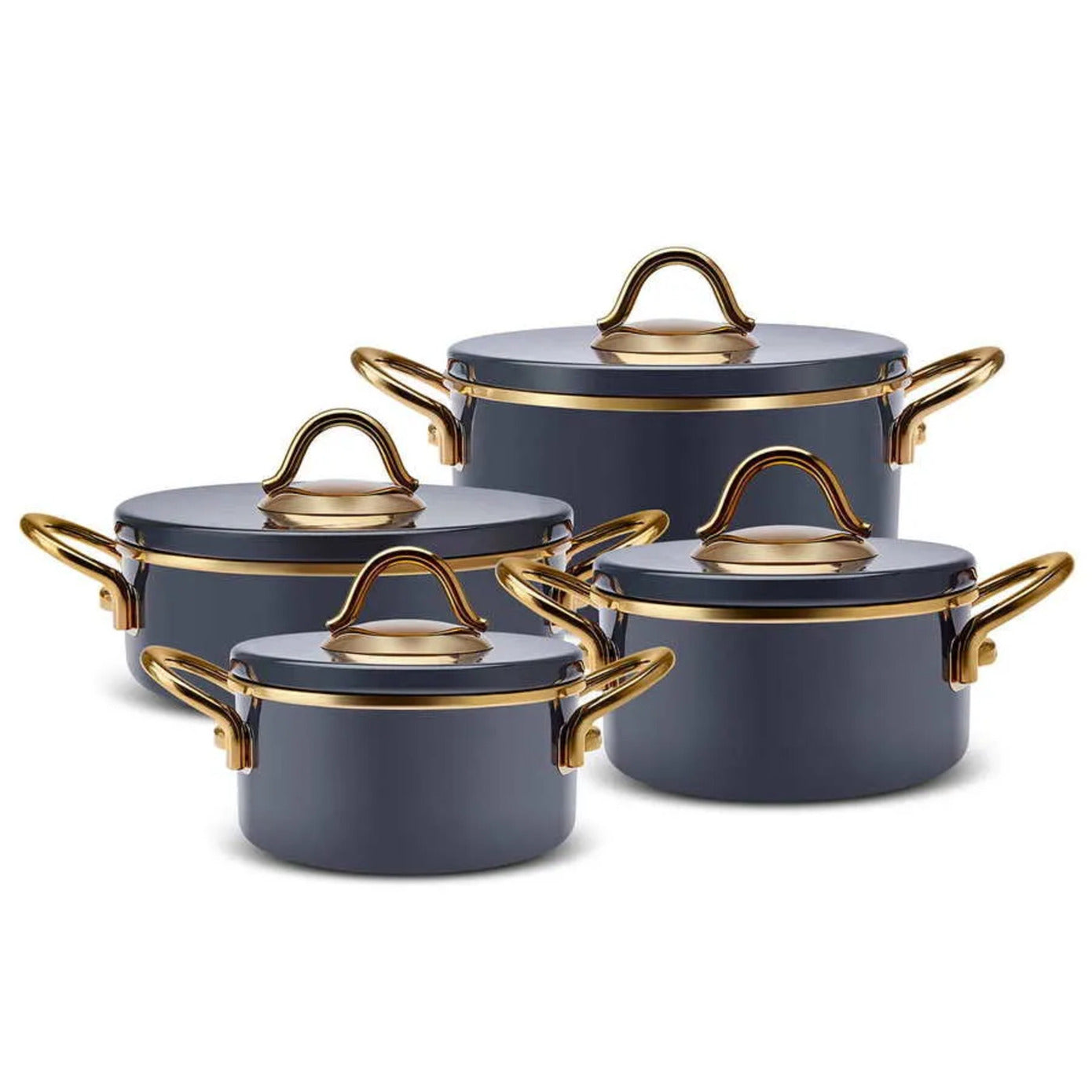 Ilion, 8 Piece Enamel Cookware Set, Anthracite Gold