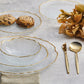 Milanda, 12 Piece Glass Dinner Set for 4 People, Transparent Gold