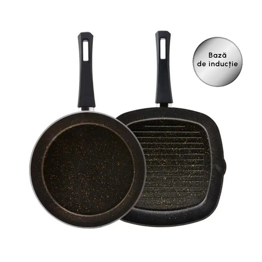 Biogranite, 2 Piece Pan Set, Induction, Blackgold