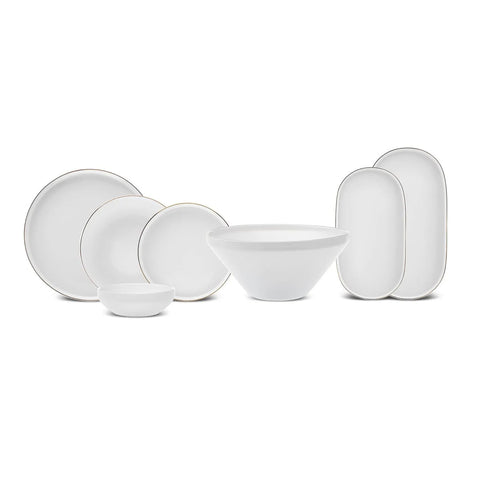 Streamline Saturn, 19 Piece New Generation Bone Dinner Set for 4 People, White Gold