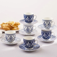 Peyker, 12 Piece New Bone Espresso Turkish Coffee Cup for 6 People, 85ML, Blue