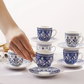 Peyker, 12 Piece New Bone Espresso Turkish Coffee Cup for 6 People, 85ML, Blue