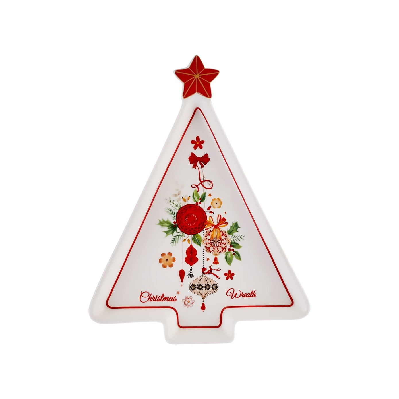 Farfurie de Incarcare din Portelan Karaca Christmas, 21 cm, Alb Rosu