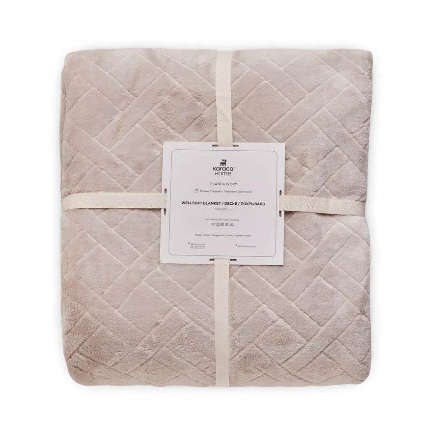 Elanor Flannel Emboss Wellsoft, Double Blanket, Ivory