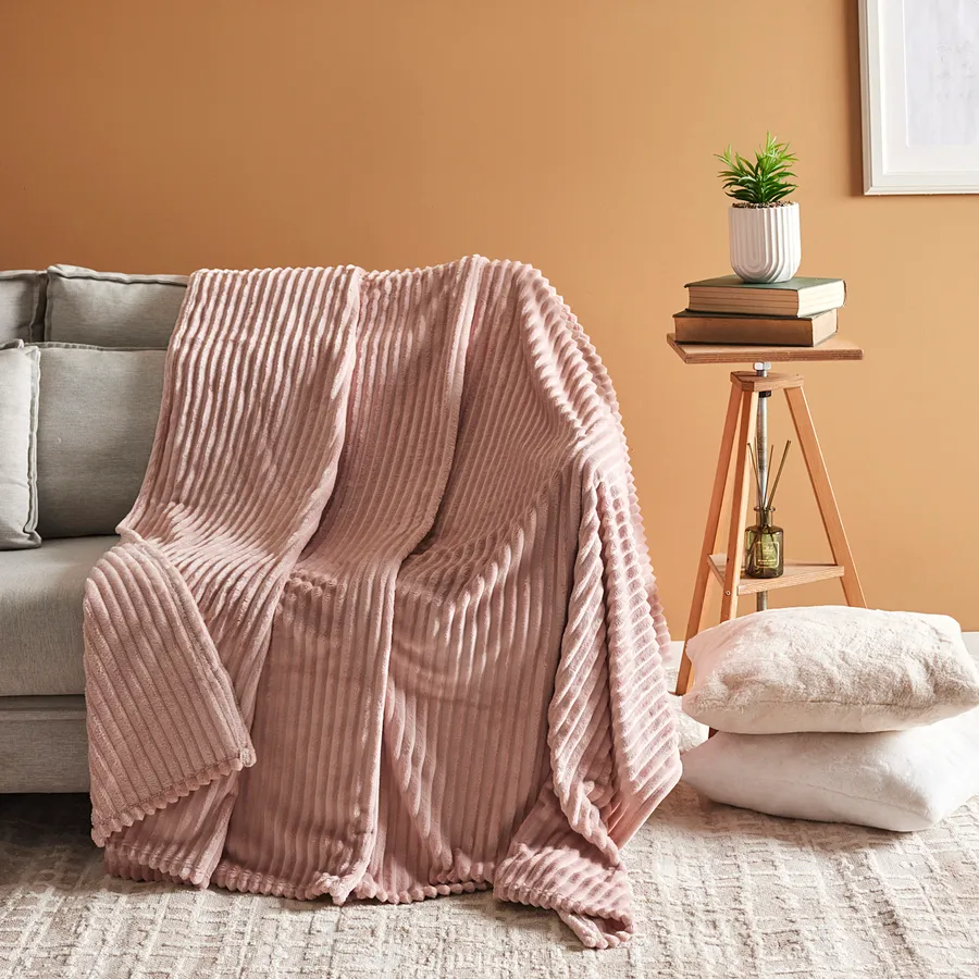 Ruby Stripe Wellsoft, Double Blanket, Pink