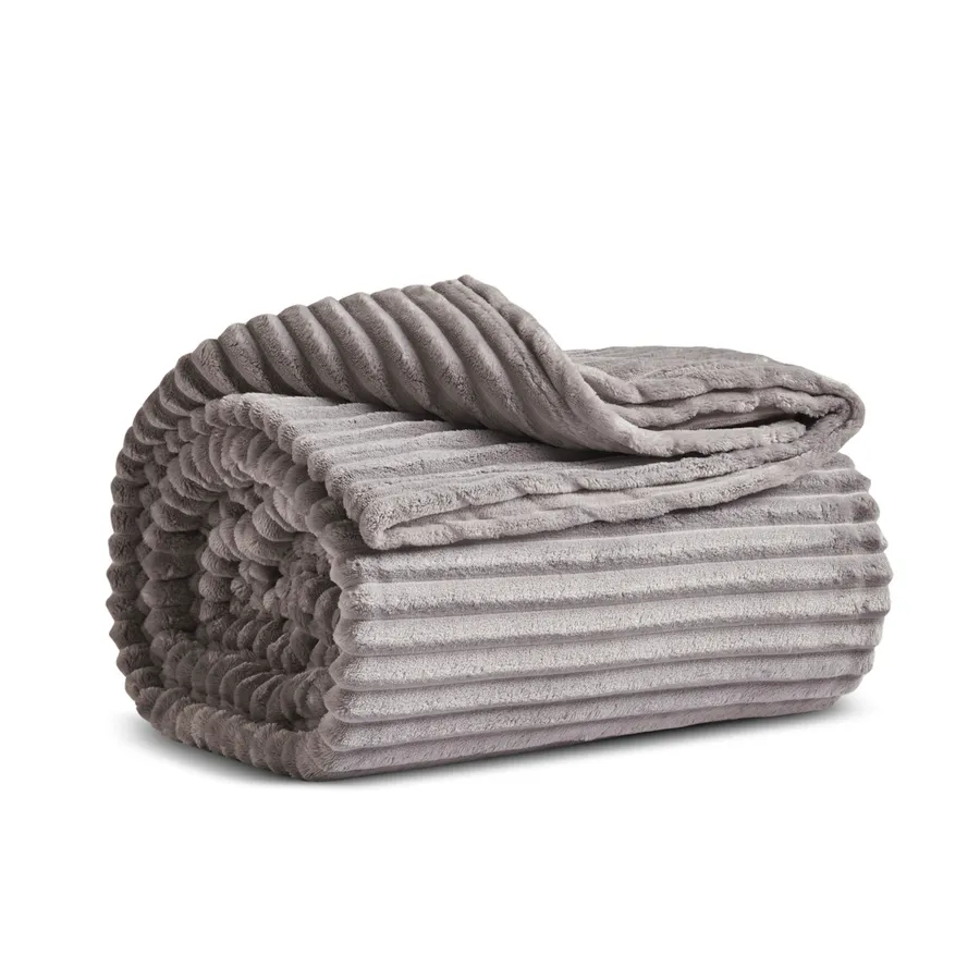 Ruby Stripe Wellsoft, Single Blanket, Grey