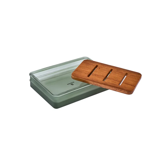 Abiete, Glass Tray, Green Multi