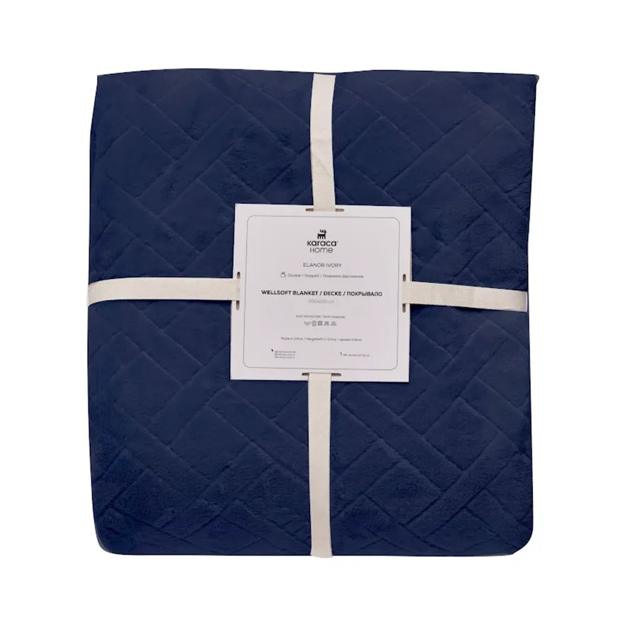 Elanor Flannel Emboss Wellsoft, Double Blanket, Navy