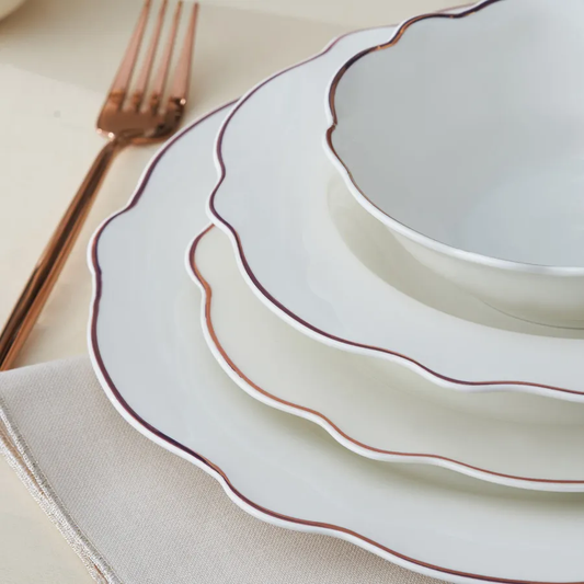 Daisy Rosegold, 27 Piece Porcelain Dinner Set for 6 People