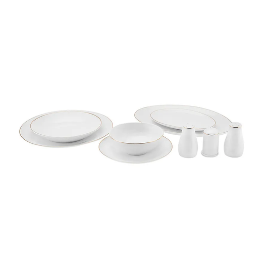 Esbelto, 56 Piece New Generation Bone Dinner Set for 12 People, Gold