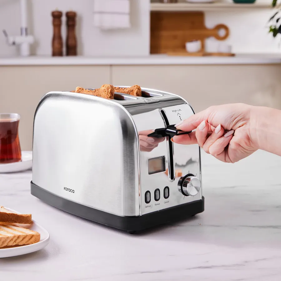 Bread Toaster with Led Time Display, Inox