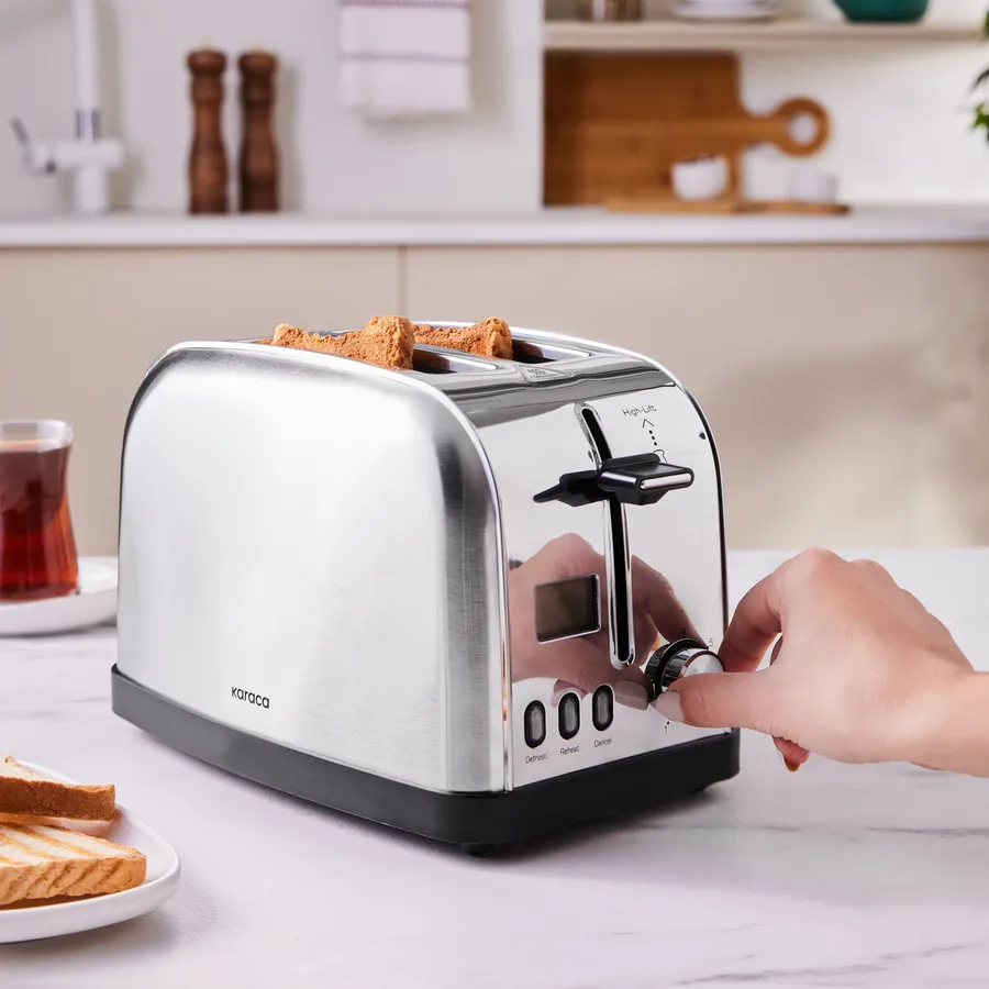 Bread Toaster with Led Time Display, Inox