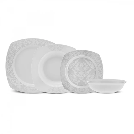 Farah, 24 Piece Cream Bone Dinner Set for 6 People, Cream