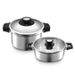 Quick and Safe, 2 Piece Stainless Steel Pressure Cooker Set, Induction, 6+8L